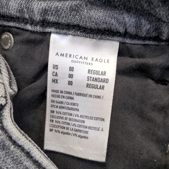 American Eagle Outfitters Women's Skinny Jeans Gray 00 Distressed Charcoal Wash - Picture 9 of 11